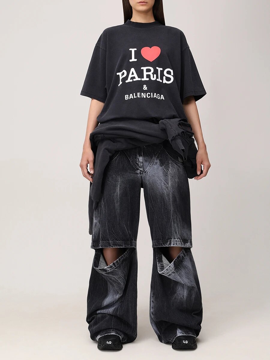 Футболка BALENCIAGA, размер 42, черный