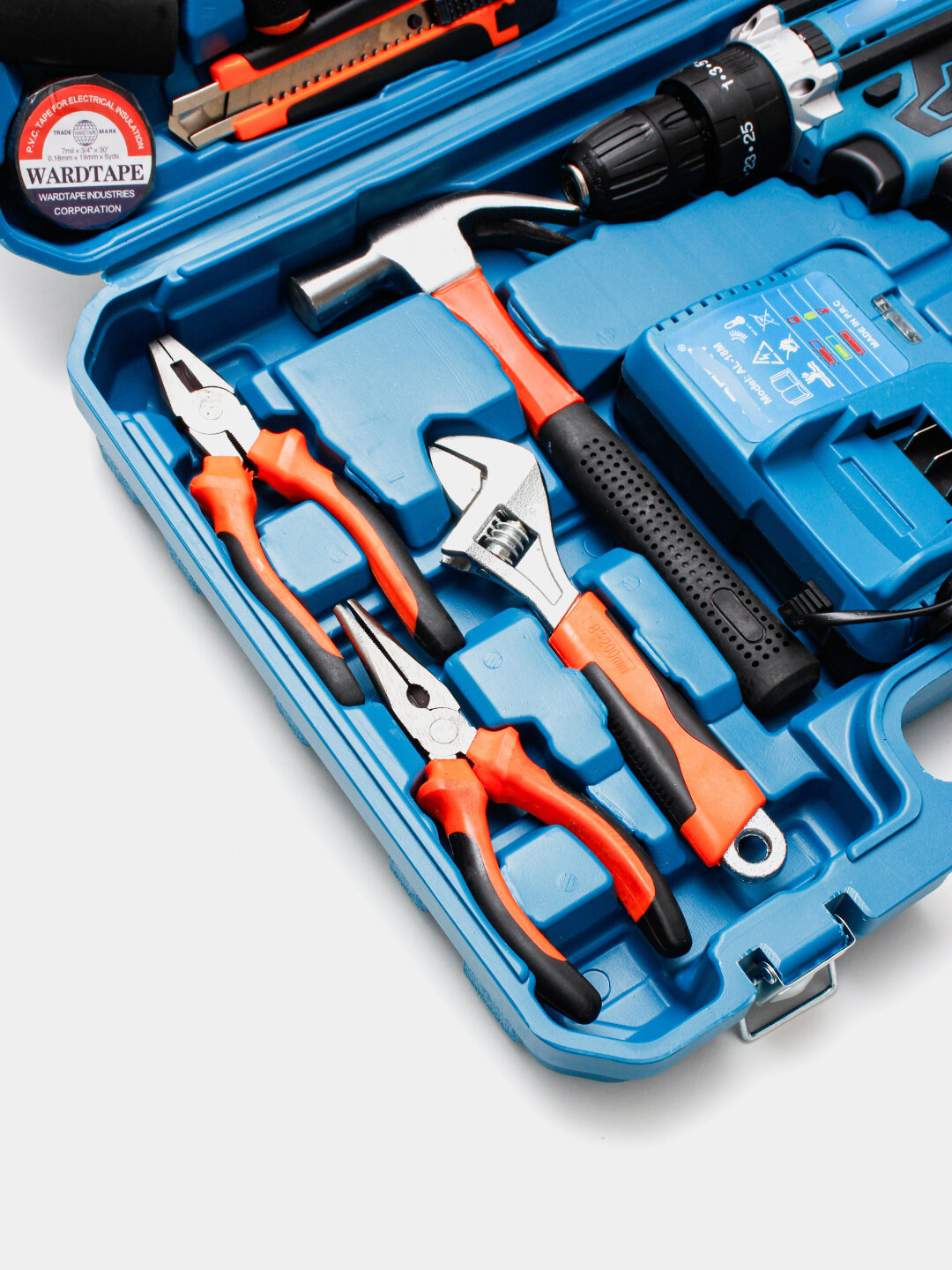 Набор шуруповертов, 54 предмета, быстрая зарядка, два аккумулятора, в кейсе — фото 1