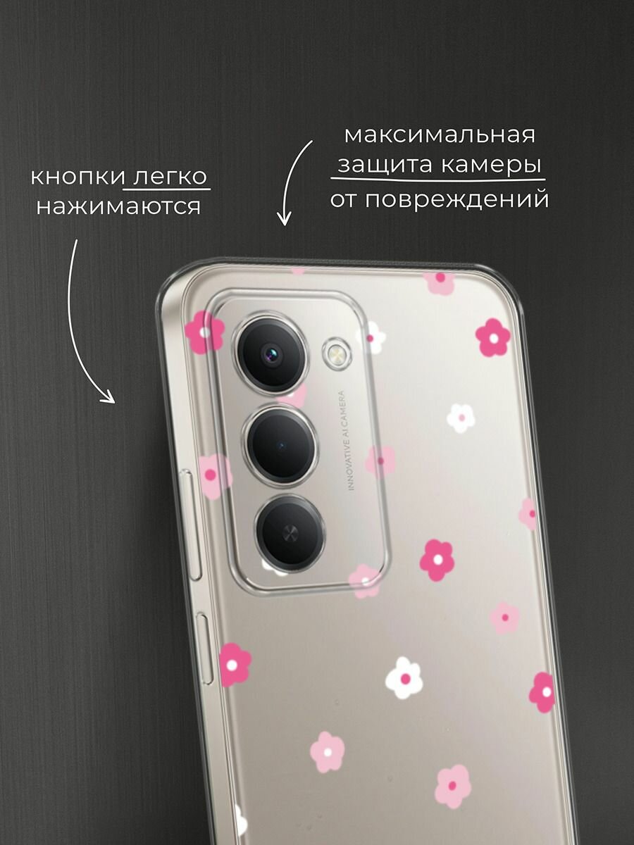 Чехол на Xiaomi Redmi 15 / Сяоми Редми 15 с принтом "Весенние цветочки рисунок", прозрачный — фото 1