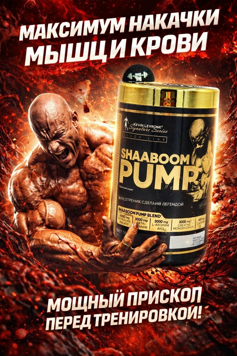 Kevin Levrone Shaboom PUMP 385g вкус Fruit massage 40 порций предтренник для спорта