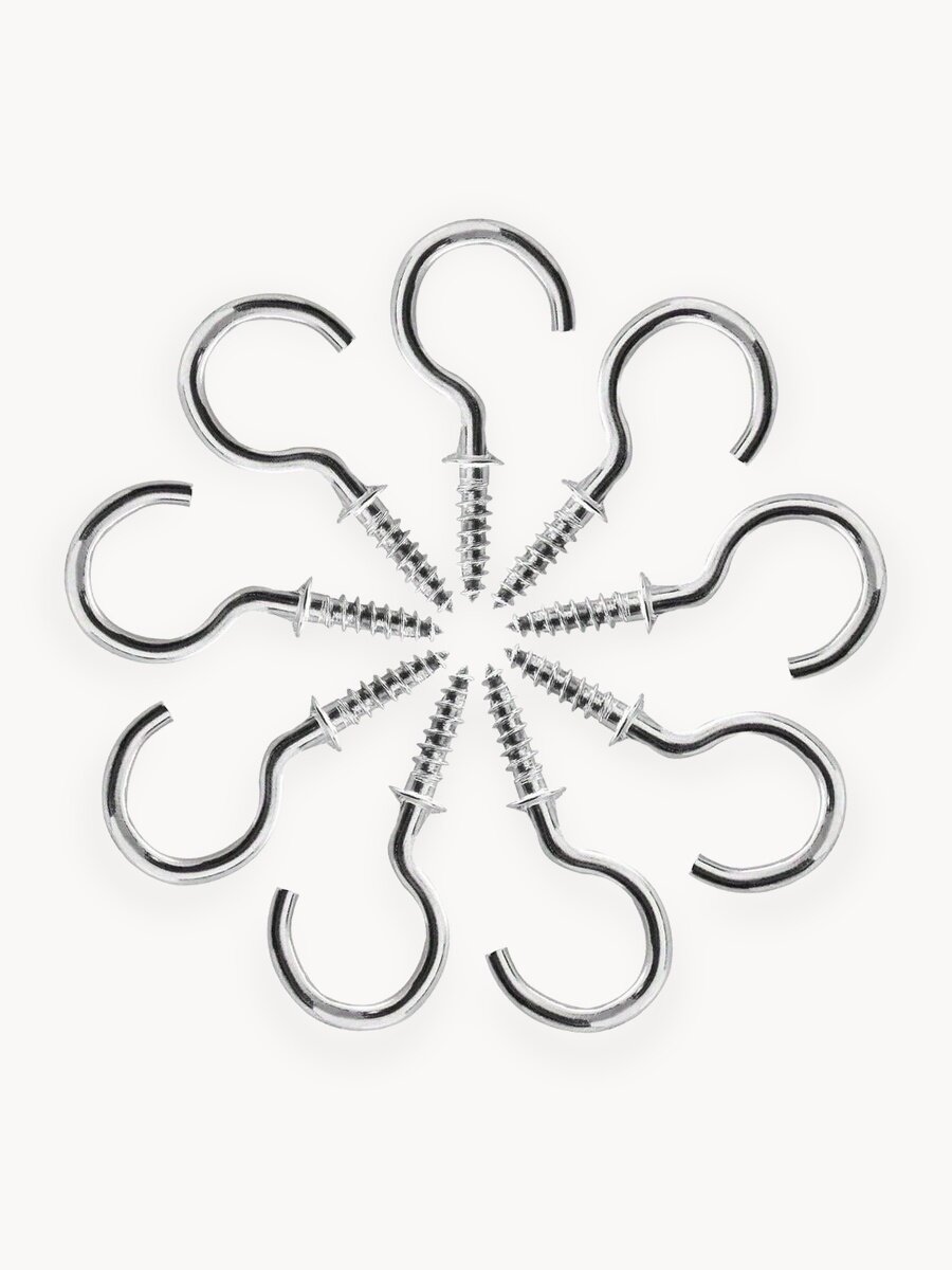 Крючки-саморезы 10 шт, серебристый для дома, гирлянд, винтовые, Color Si