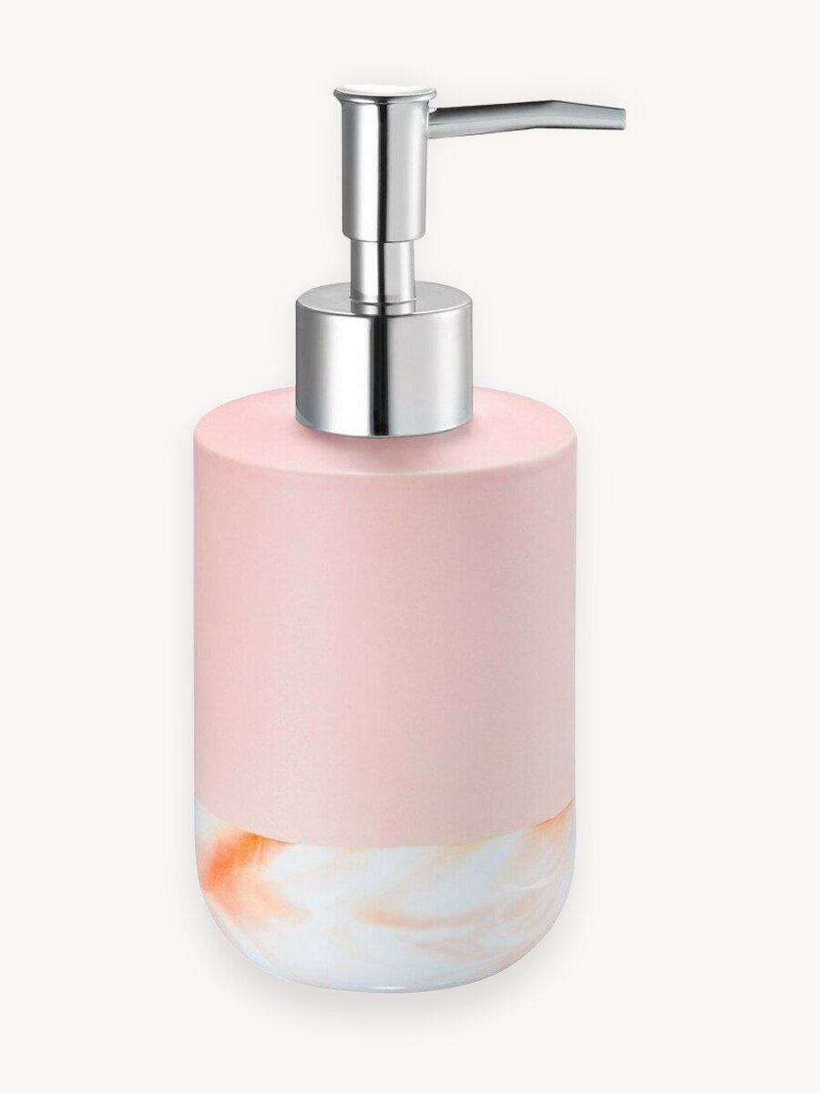 Дозатор для жидкого мыла настольный розовый, керамика, диспенсер для ванной и кухни