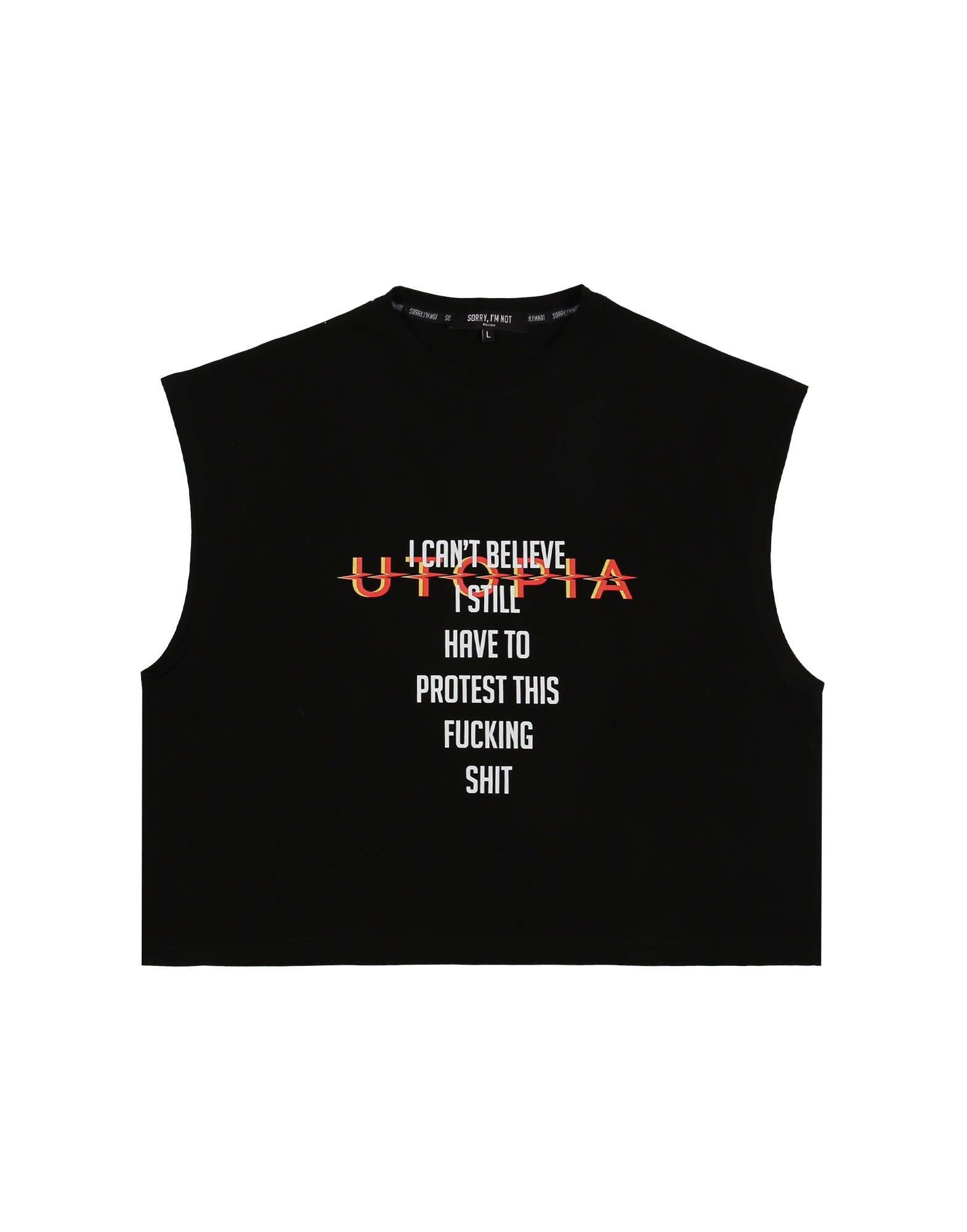 Майка UTOPIA SORRY, I'M NOT, унисекс oversize, цвет черный, размер L