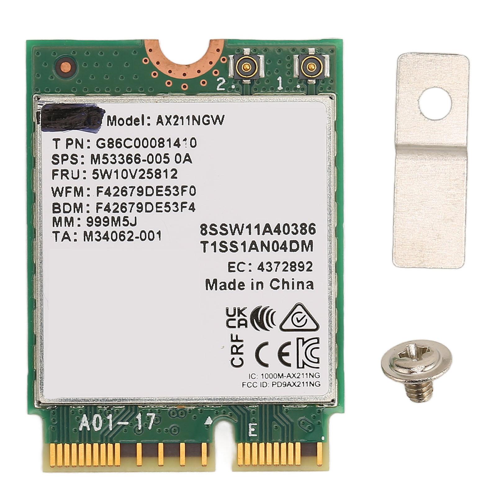 M.2 Network Card AX211NGW KEY E CNVio 2 Triple Frequency 802.11ac BT5.2 Wireless WiFi Adapter for Win 10