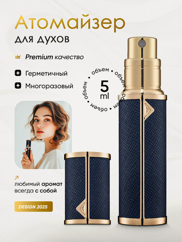 Изображение товара Атомайзер для духов кожаный / флакон для парфюма 5 мл с клапаном тёмно-синий