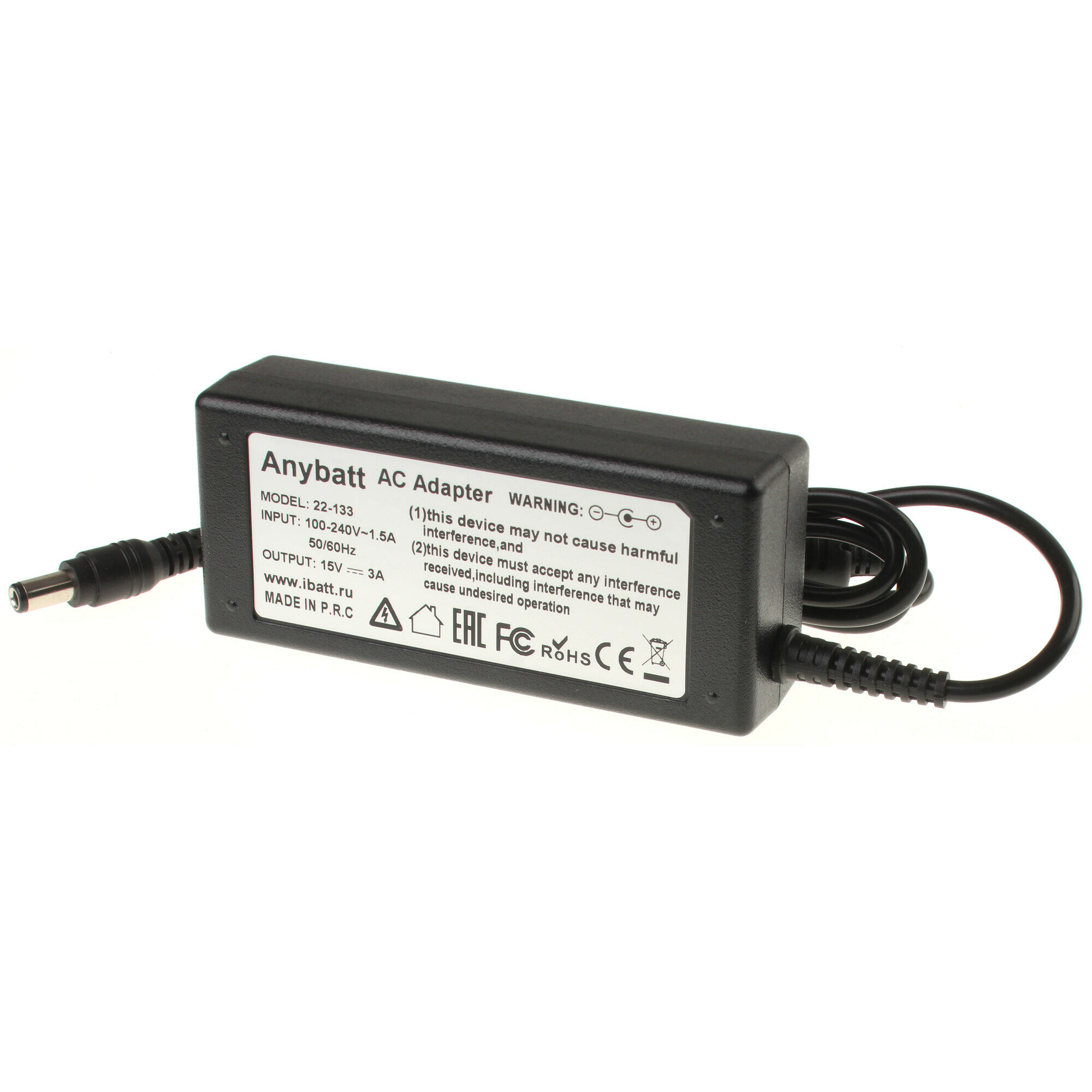 Блок питания Anybatt 15V 5A, 75W, разъём 6.3*3.1 mm для ноутбука Toshiba Tecra A9