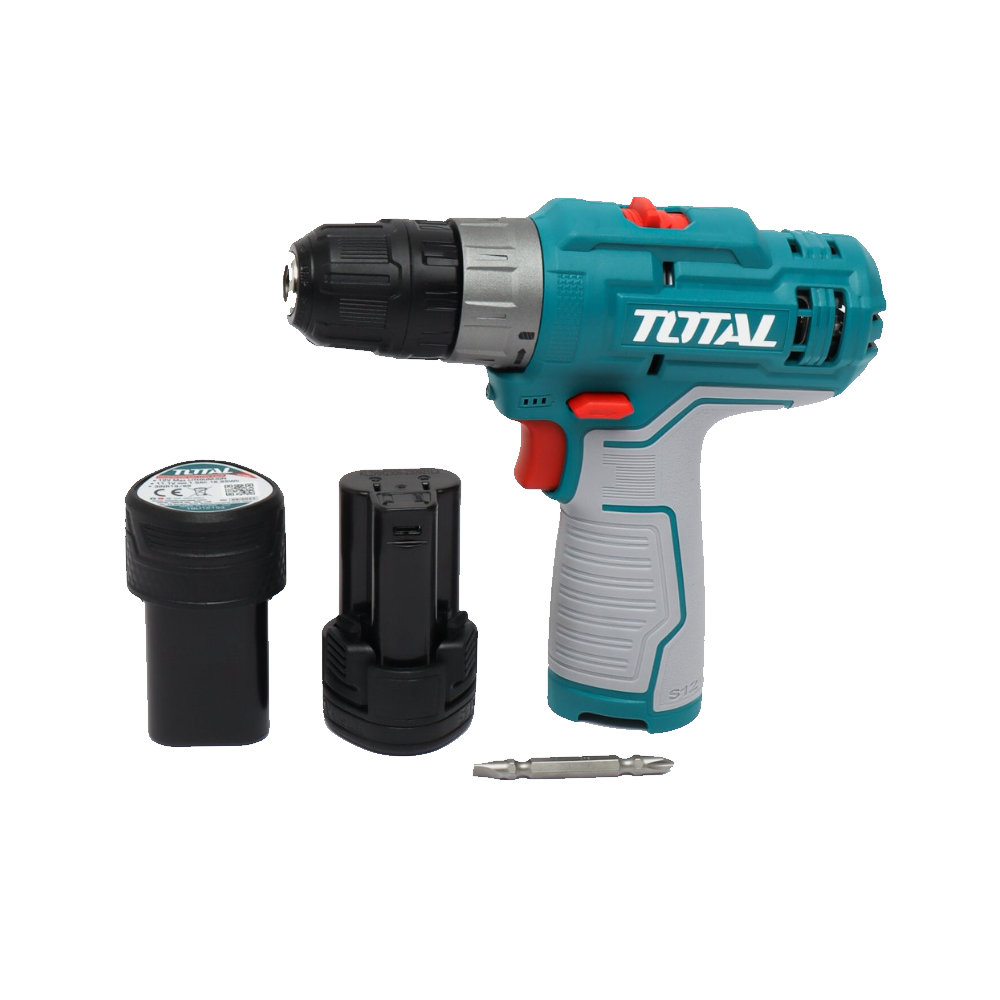 Дрель TOTAL TDLI12202, аккумуляторная, 2 скорости, быстрозажимной патрон, комплект с кейсом — фото 1