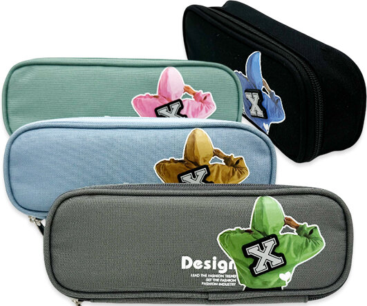 Пенал корпусный 22*8*6 см текстиль ассорти 