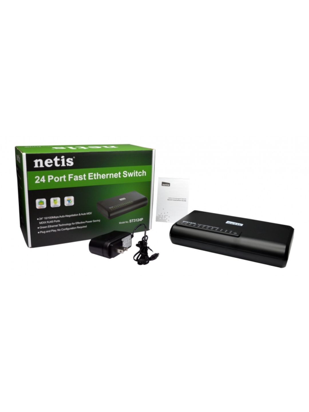 Коммутатор Netis, ST3124P, Wi-Fi, Ethernet RJ-45, 10/100/1000 Mbps, черный — фото 1