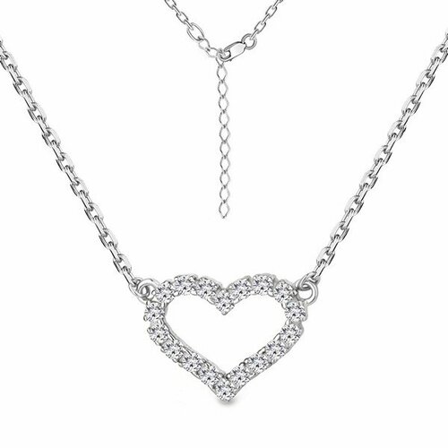 фото Колье jewelin, серебро, 925 проба, фианит, длина 40 см., серебристый