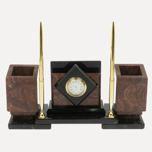 Изображение товара Настольный набор "Офисный" из лемезита с часами 129432