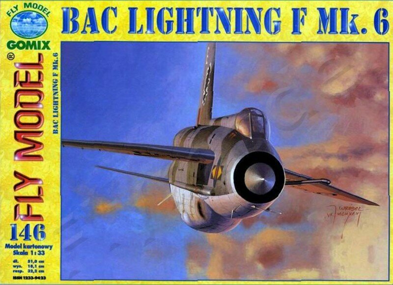 Сборная бумажная модель Перехватчик BAC Lightning F Mk.6 - FLY MODEL №146 (Журнал)