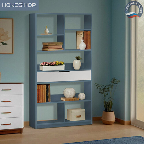 Изображение товара Стеллаж Фолл ЛДСП корпус маренго, фасад белый, 50х40х190