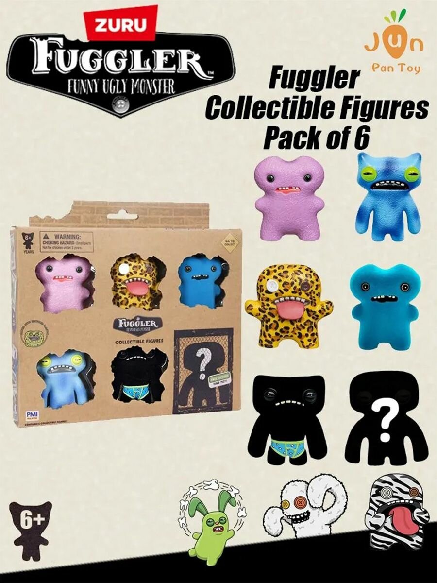 Фигурка игрушка сюрприз Fuggler Collectible Figures Pack of 6 / Детские игрушки с 6 разноцветными куклами, подходящие для подарков на день рождения детям от 6 лет и старше