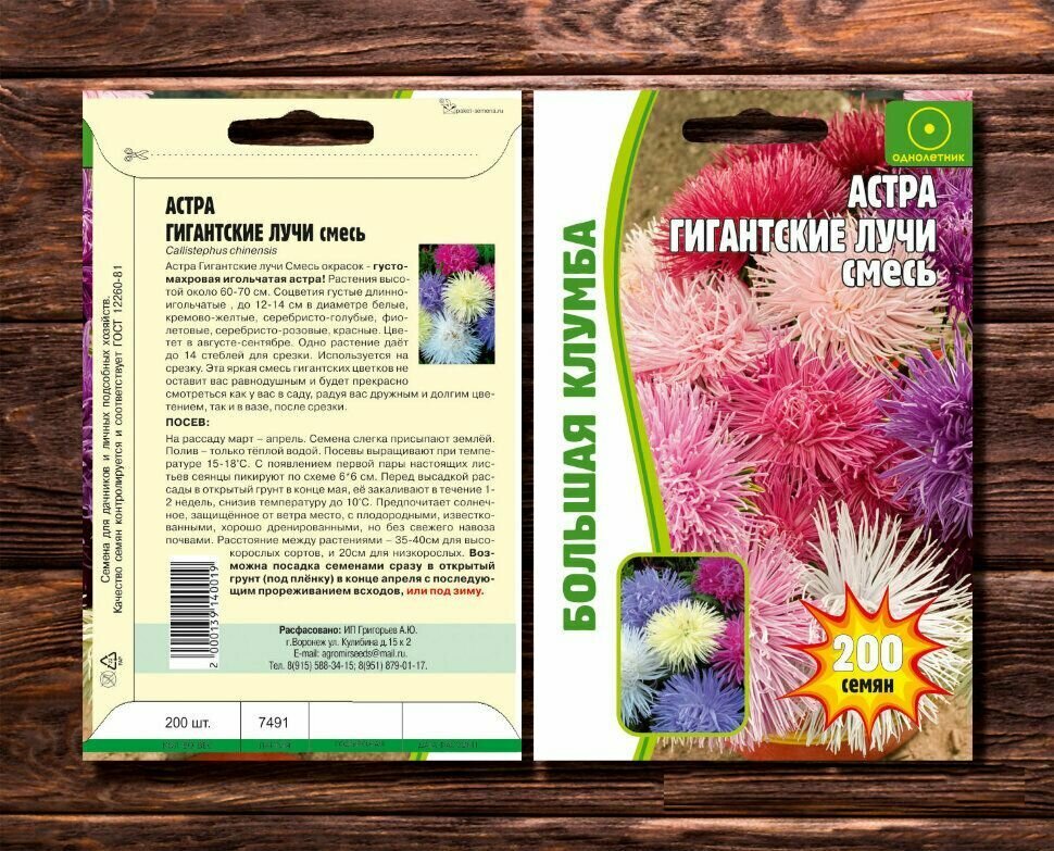 Астра Гигантские Лучи смесь 200 шт (Профессиональные семена цветов)