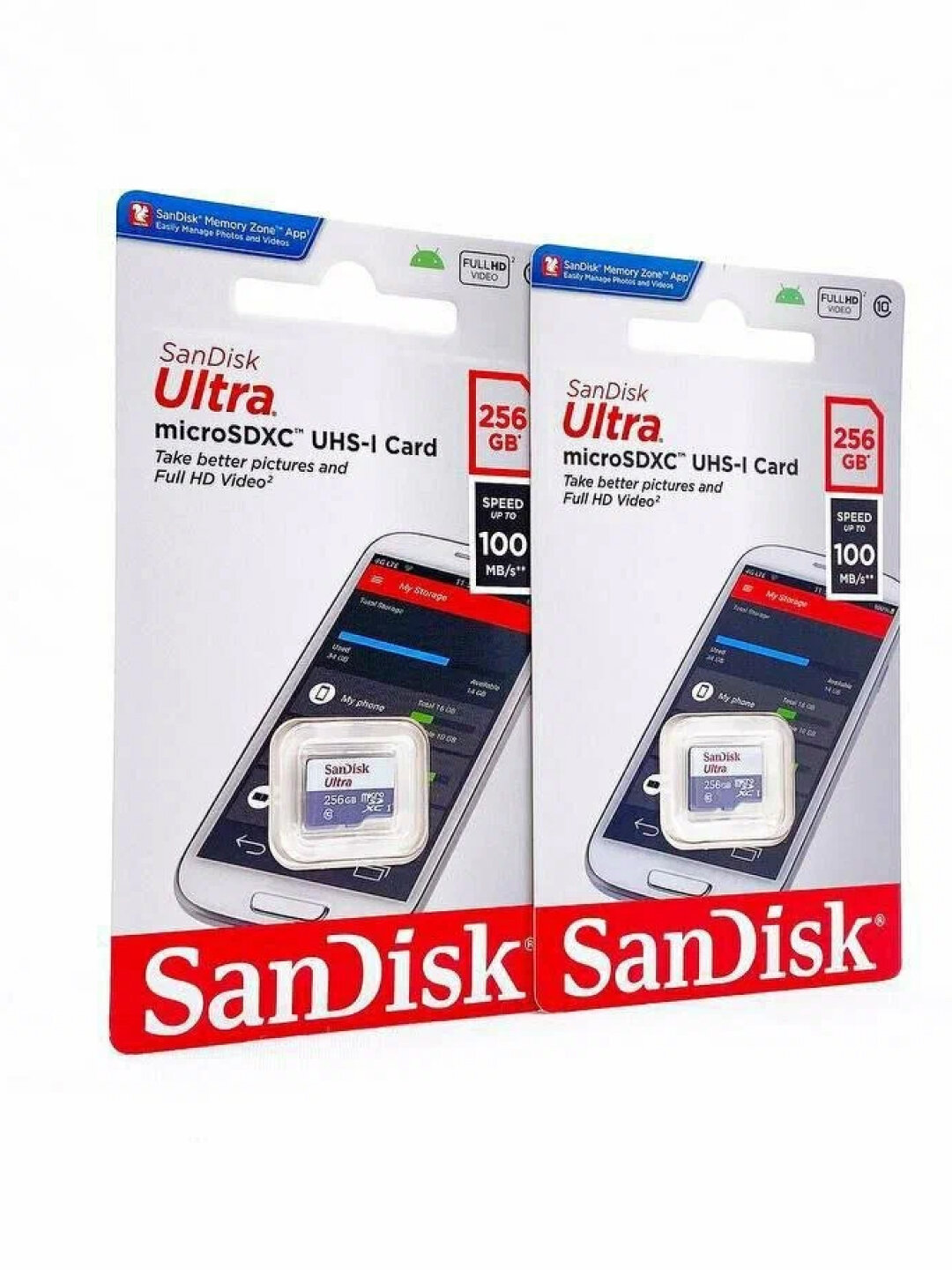 Флэш-накопитель для телефона, Флэш-карта SanDisk Ultra MicroSDXC 256ГБ, Скорость чтения до 100 МБ/с — фото 1