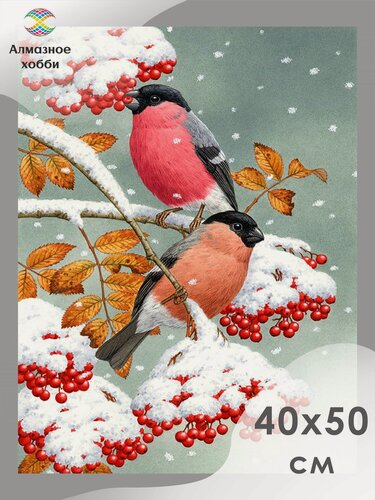 Изображение товара Алмазная мозаика Снегири и первый снег 40х50 без подрамника