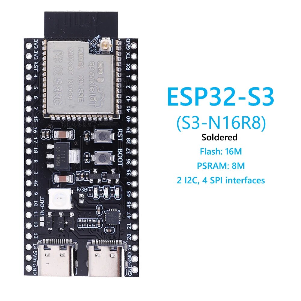 ESP32-S3 N16R8 N8R2 плата разработки WiFi, S3 N16R8 Soldered