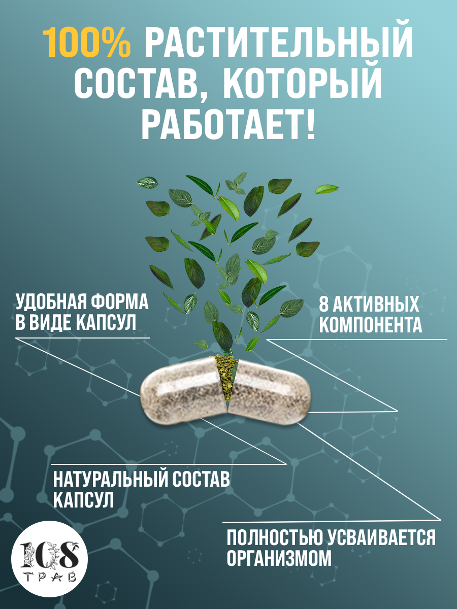 Изображение Детокс Запор OFF слабительное средство, очищение кишечника, от вздутия живота, для похудения / 108 трав, 60 капсул.