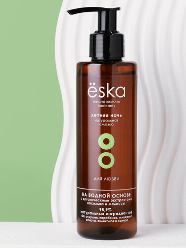 Изображение товара Натуральный лубрикант Ёska "Летняя ночь" смазка интимная на водной основе с ароматом мелиссы и василька, 200мл.
