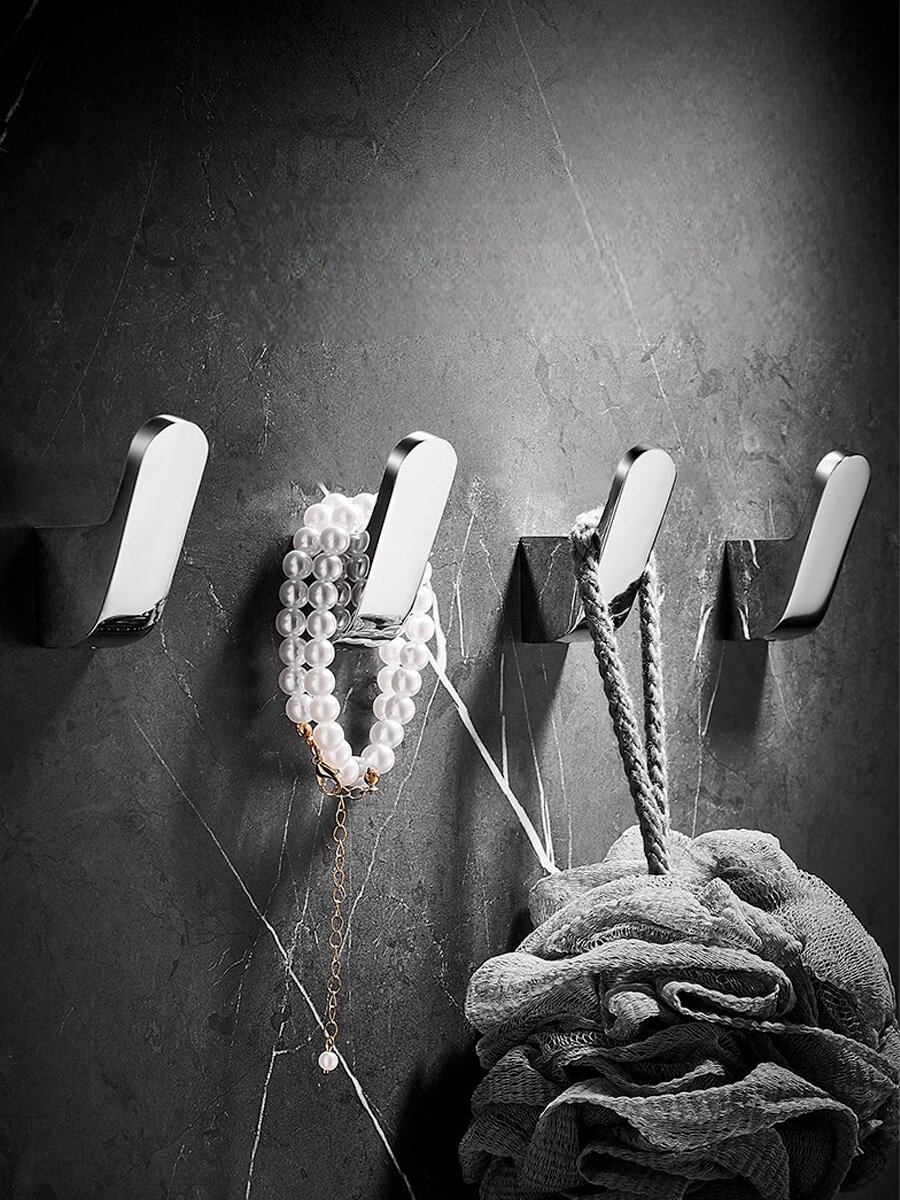 Крючки для ванной металлические для одежды для полотенец настенные хром 4 шт