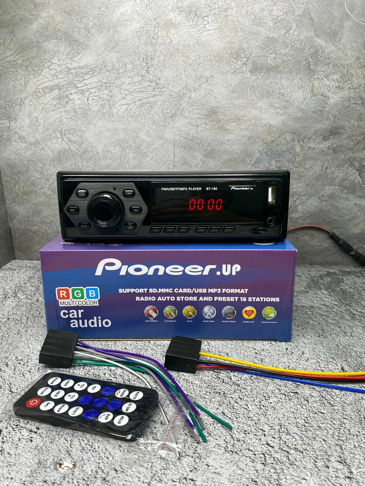 Магнитола Pioneer, 1DIN, Bluetooth, Android, USB, AUX, цветной дисплей 3"