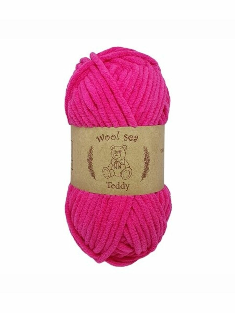 Пряжа Wool Sea Teddy Ярко-малиновый (798) 1 моток 50 г/55 м (100% микрополиэстер) вул си тедди