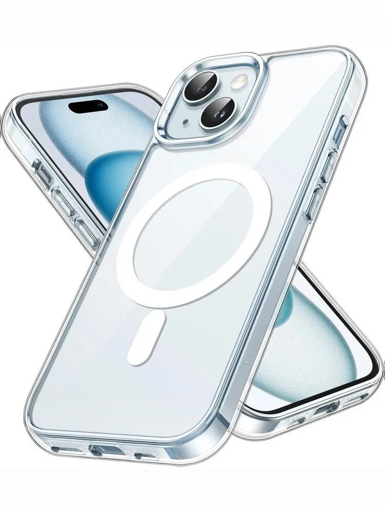 Чехол Прозрачный/Бесцветный с MagSafe для модели телефона Iphone 15 — фото 1