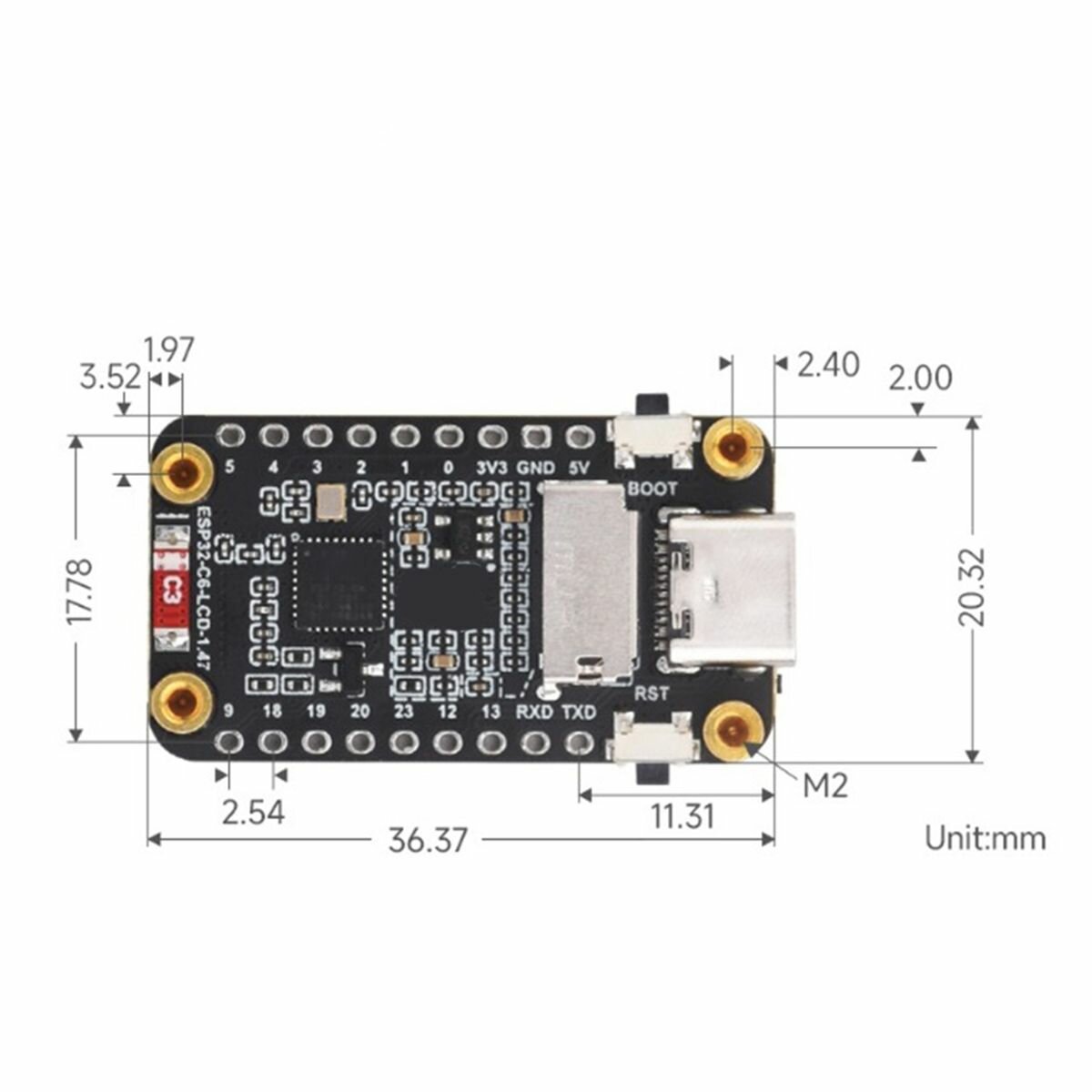 ESP32-C6 Плата разработки ЖК-экрана Wifi 6 Bluetooth 5 на