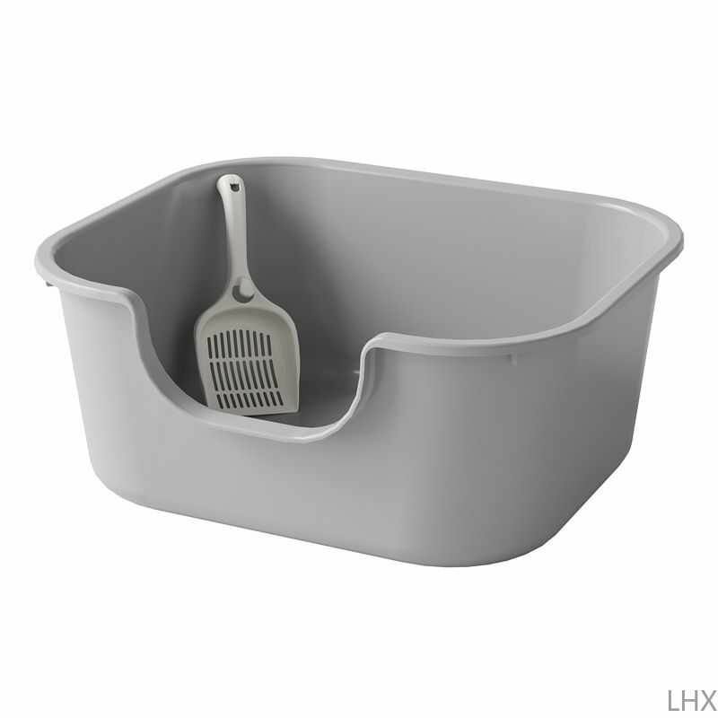 Лоток туалет для кошек с высоким бортом и сеткой Большой лоток для животных 470x400x200mm Серый