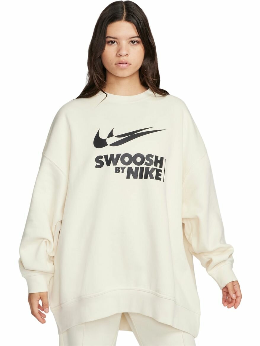 Свитшот NIKE W NSW FLC OS CREW GLS, размер XS, , белый,