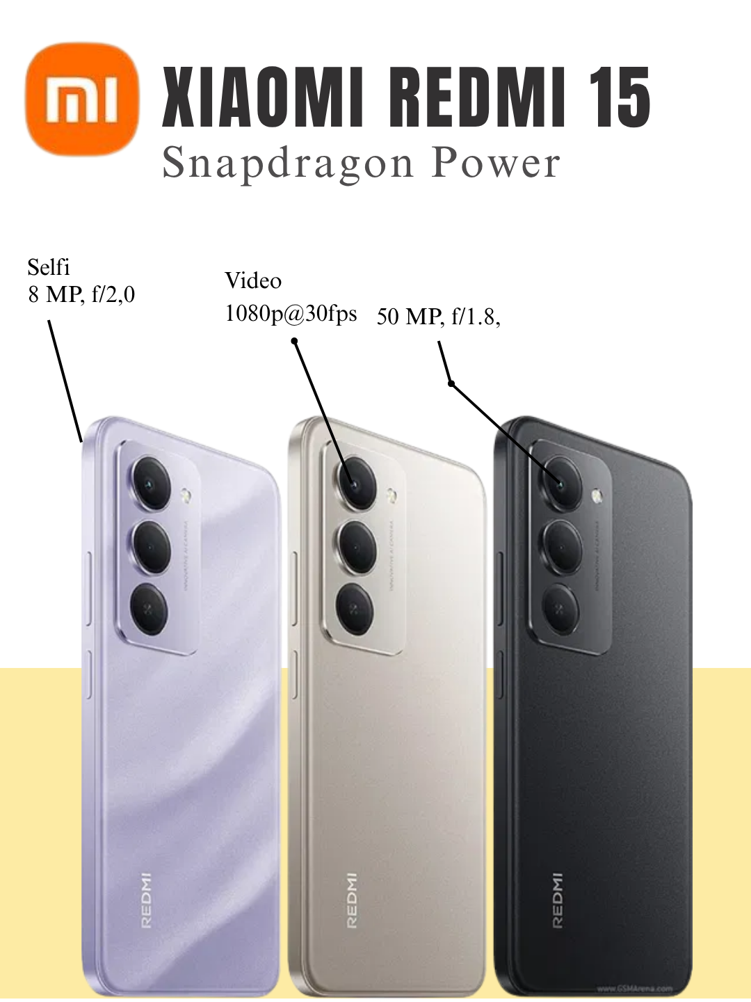 Смартфон Xiaomi Redmi 15, новая модель 2025 года, IPS LCD, 144H, 50 МП, f/1.8, аккумулятор 7000 мАч, фиолетовый,6/128 — фото 1