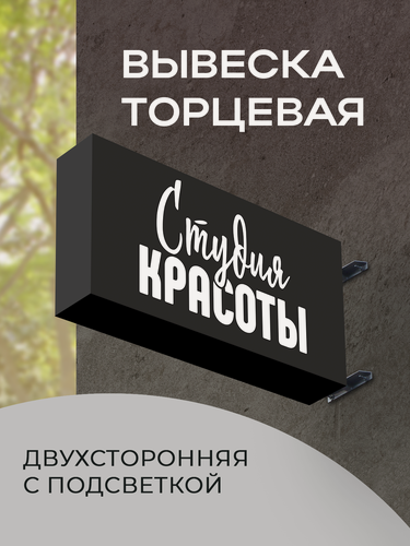 Изображение товара Вывеска торцевая двухсторонняя с подсветкой 30х60 см Студия красоты 4