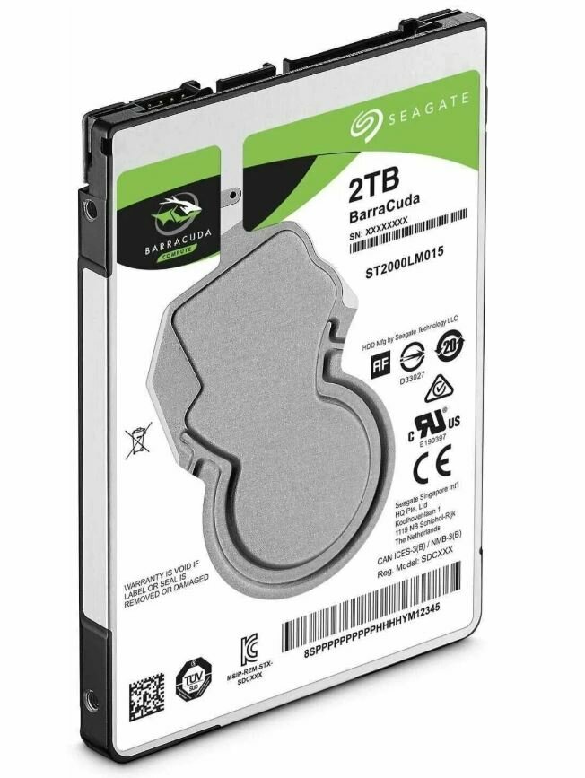 Жесткий диск 2,5" Seagate Barracuda ST2000LM015, 2 ТБ, 5400 об/мин, SATA III 6 Гбит/с