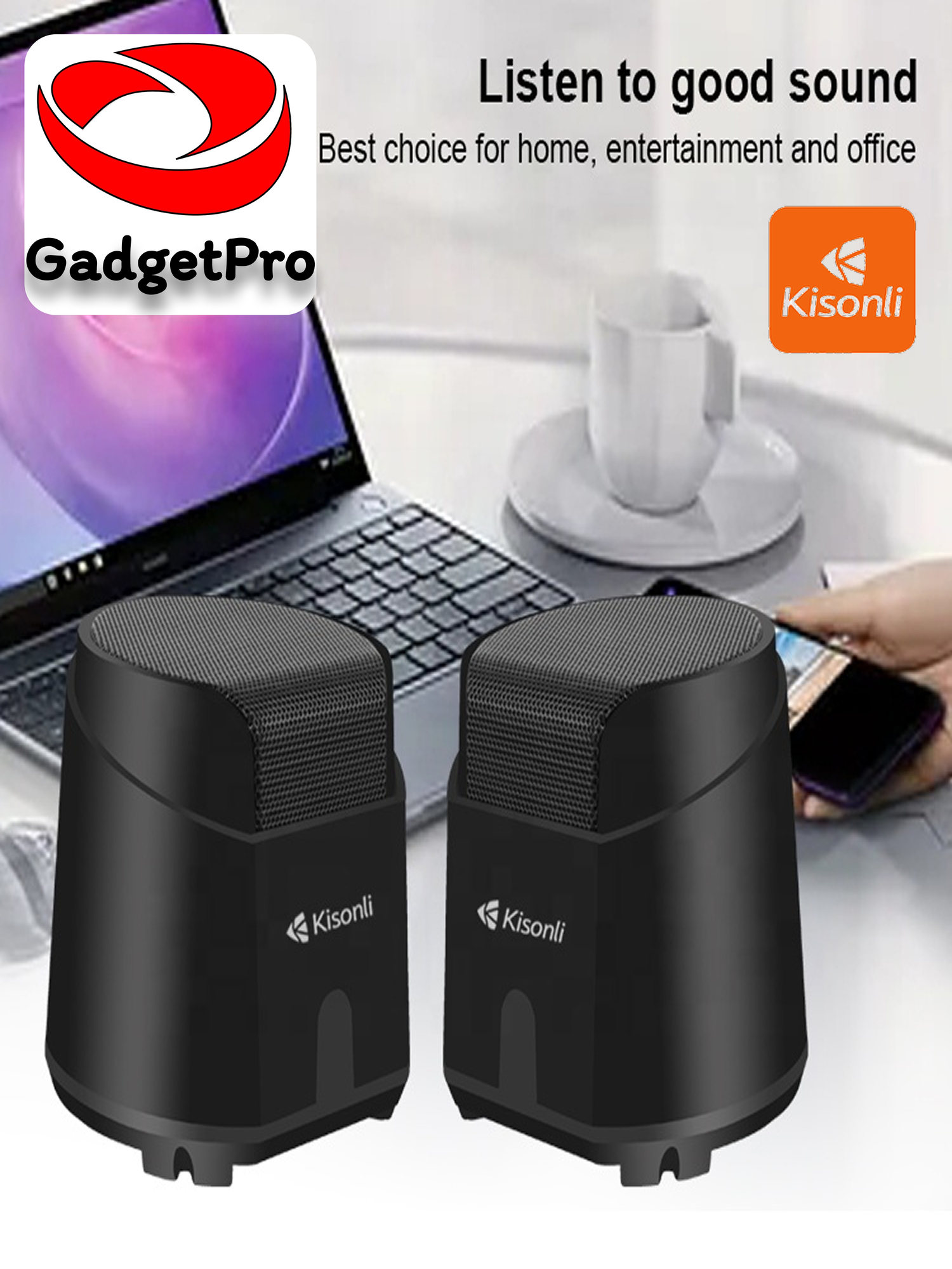 Колонки Kisonli K500, USB 2.0, с сабвуфером, мини-динамики, стереозвук