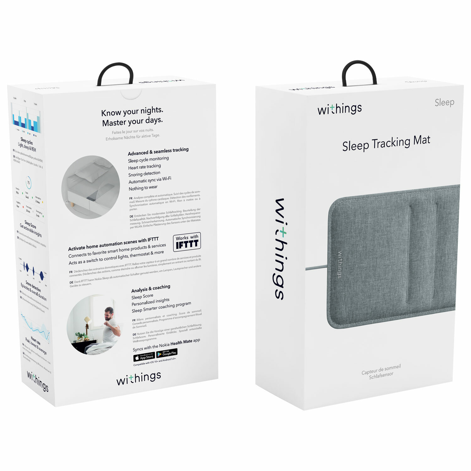 Анализатор сна Withings Sleep Analyzer для iPhoneAndroid пневматический датчик 64х19х05см