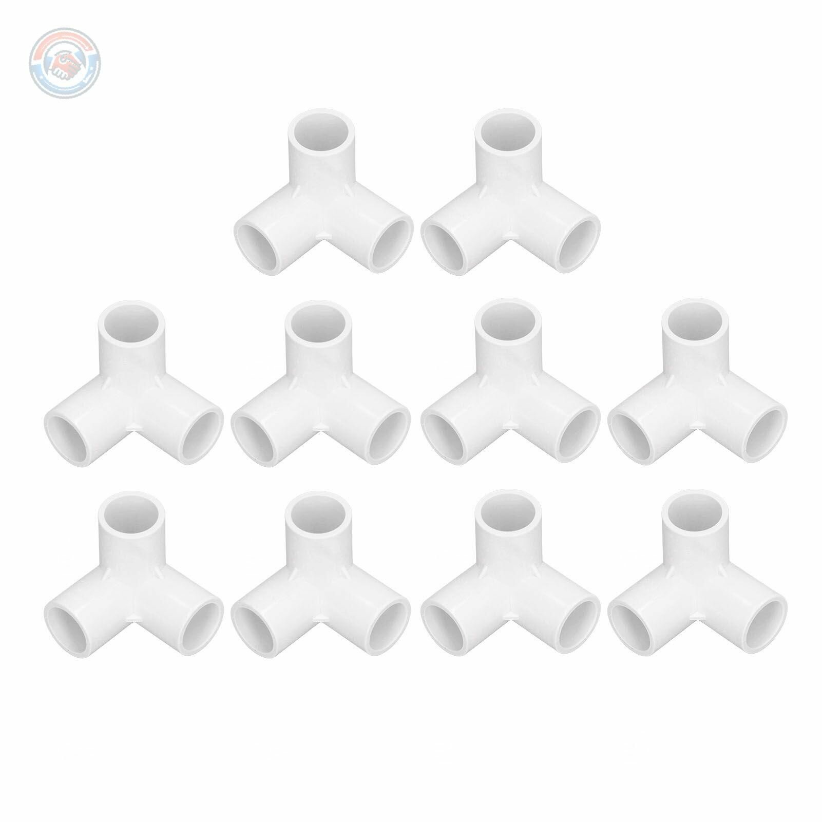 10 тройников ПВХ 20 мм для водопровода и мебели белые угловые фитинги 3-ходовые соединители для теплиц палаток и самодельных конструкций