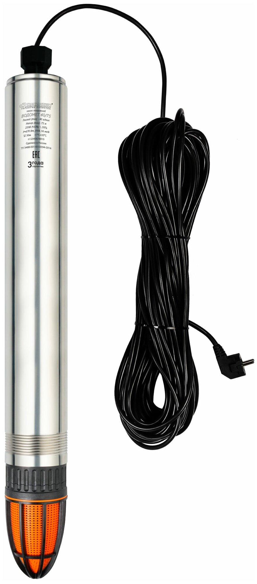 Насос погружной скважинный ДЖИЛЕКС «водомет» 40/75 ок 670 Вт кабель 30 м