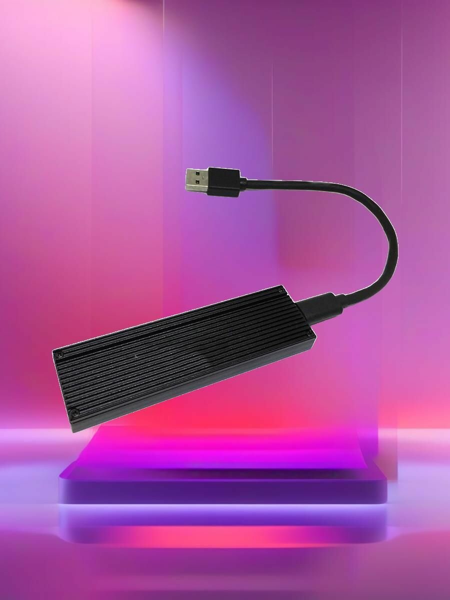 Внешний корпус бокс для SSD, M.2/SATA накопитель, алюминий, черный, Type-C, USB