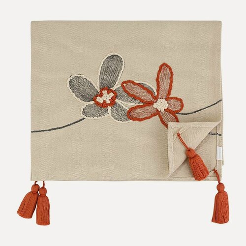 Изображение товара Дорожка на стол 45х150 см Stone flowers с вышивкой цветов Ethnic Tkano TK25-TR0008