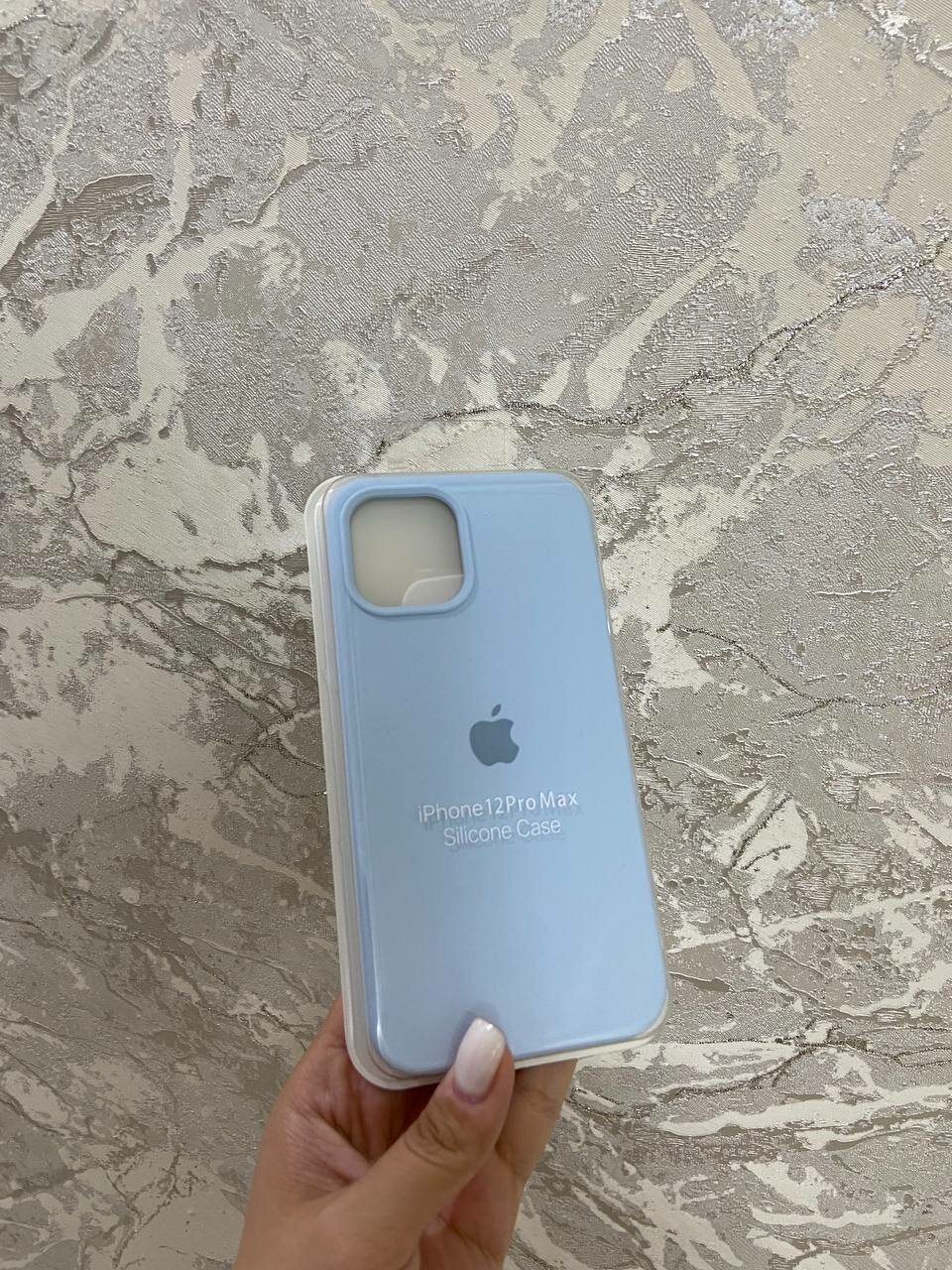 Чехол "голубой", для iPhone 12 Pro Max, силикон, матовый, противоударный — фото 1