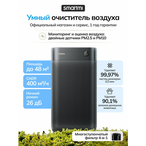 фото Очиститель воздуха smartmi air purifier 3 (kqjhq03zm), алиса, 48м2, лазерный датчик