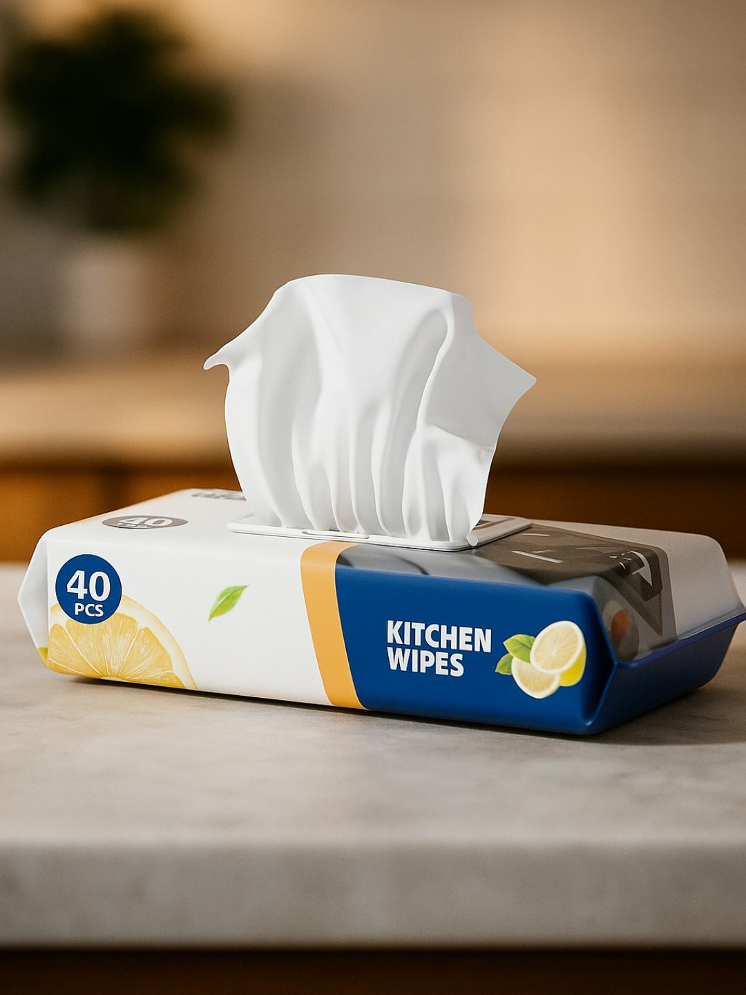 Влажные салфетки для уборки и гигиены, очищающие от жира. 40 шт.