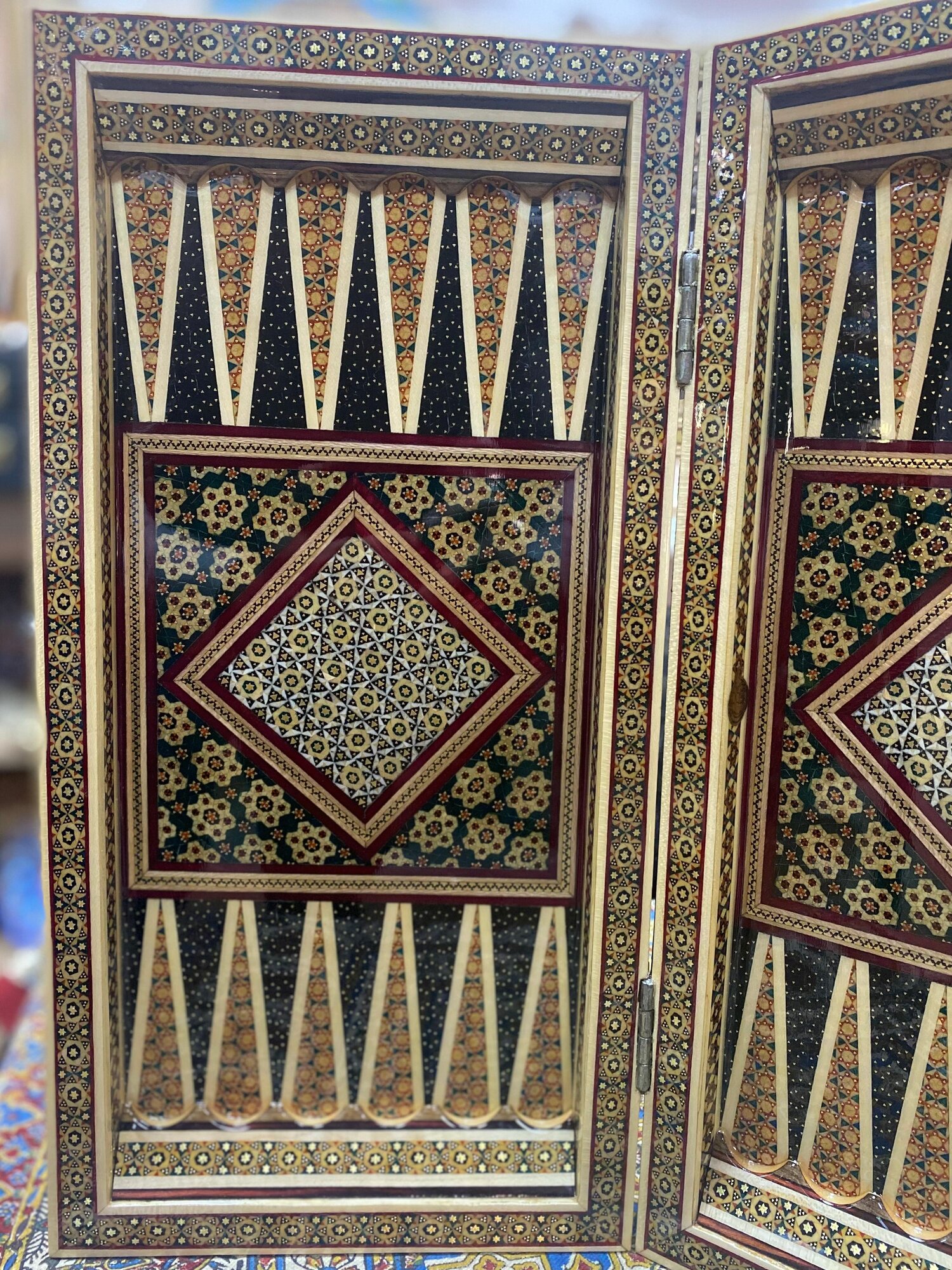 Шахматы-нарды "Хатам" Персидский базар, ручная работа, дерево и металл, 40х40 см — фото 1