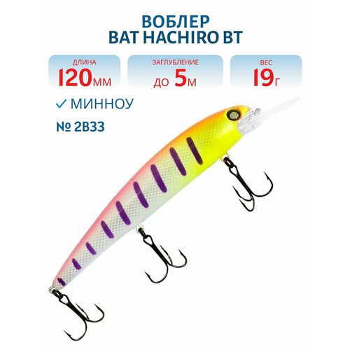 Воблер BAT HACHIRO BT 010 (120мм, 19 гр. 0-5 м.) #2B33, РТ-08914