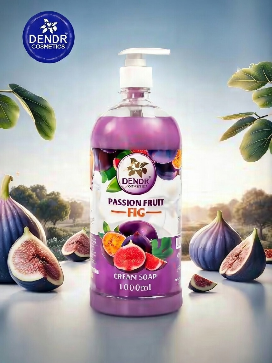 Жидкое мыло DENDR, антибактериальное, с дозатором, инжир и лемонграсс, 1000мл — фото 1