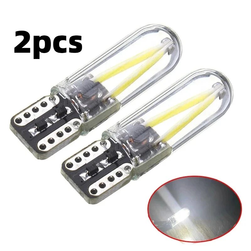 2 шт. W5W Led T10 Cob Glass Автомобильный светильник Светодиодная нить накаливания 12 В Автомобили Купол для чтения Клиновой номерной знак Лампа Лампа Стайлинг автомобиля