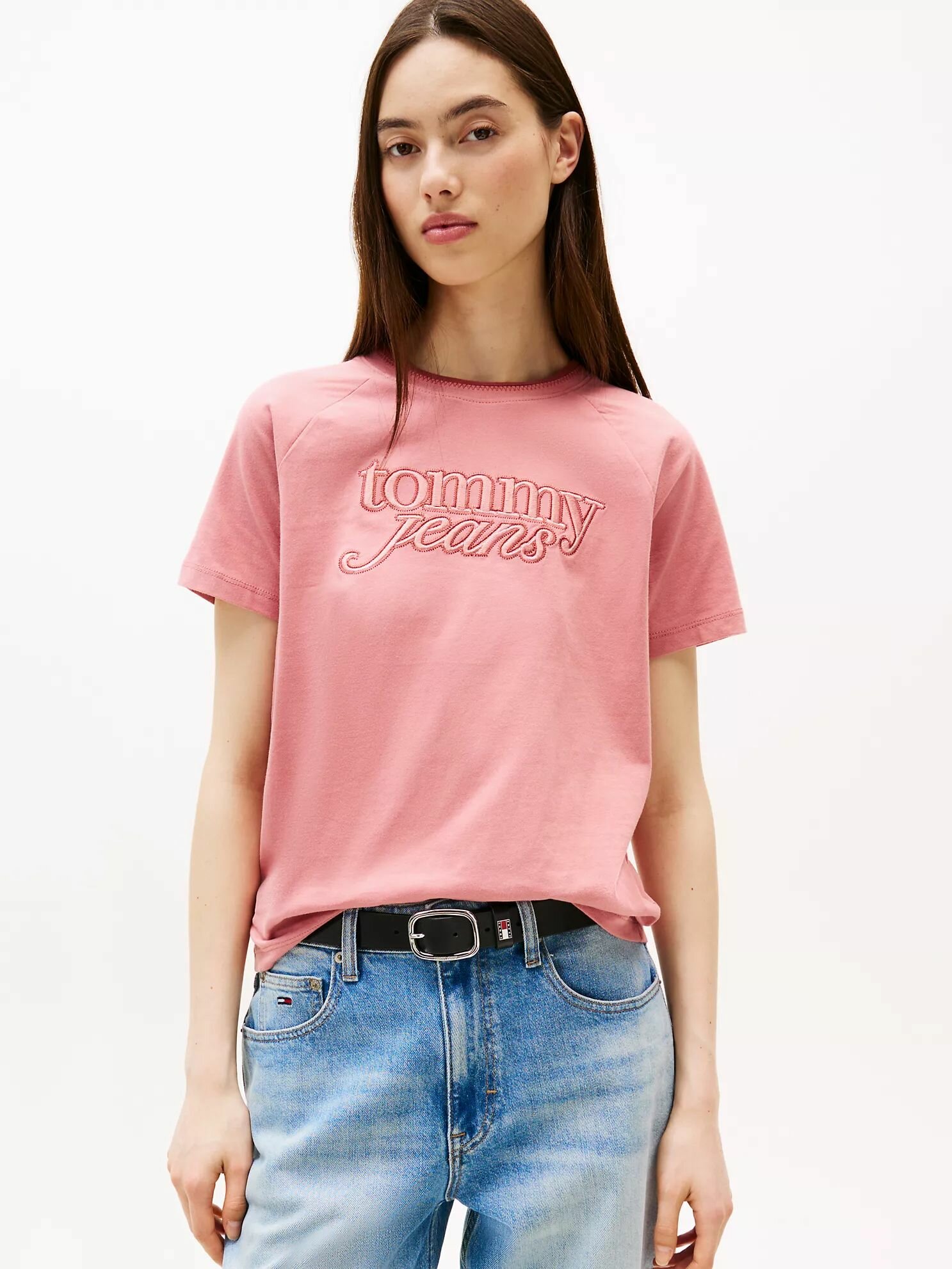 Футболка Tommy Jeans, размер XS, розовый