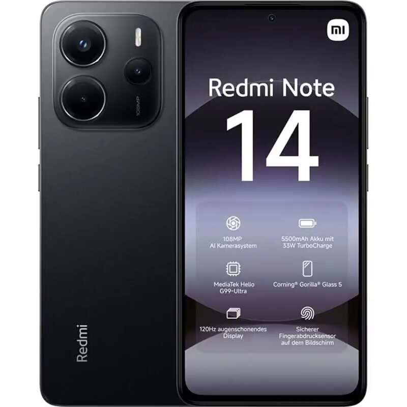 Смартфон Xiaomi Redmi Note 14 4G 8/256 ГБ, Dual nano SIM, черный — фото 1