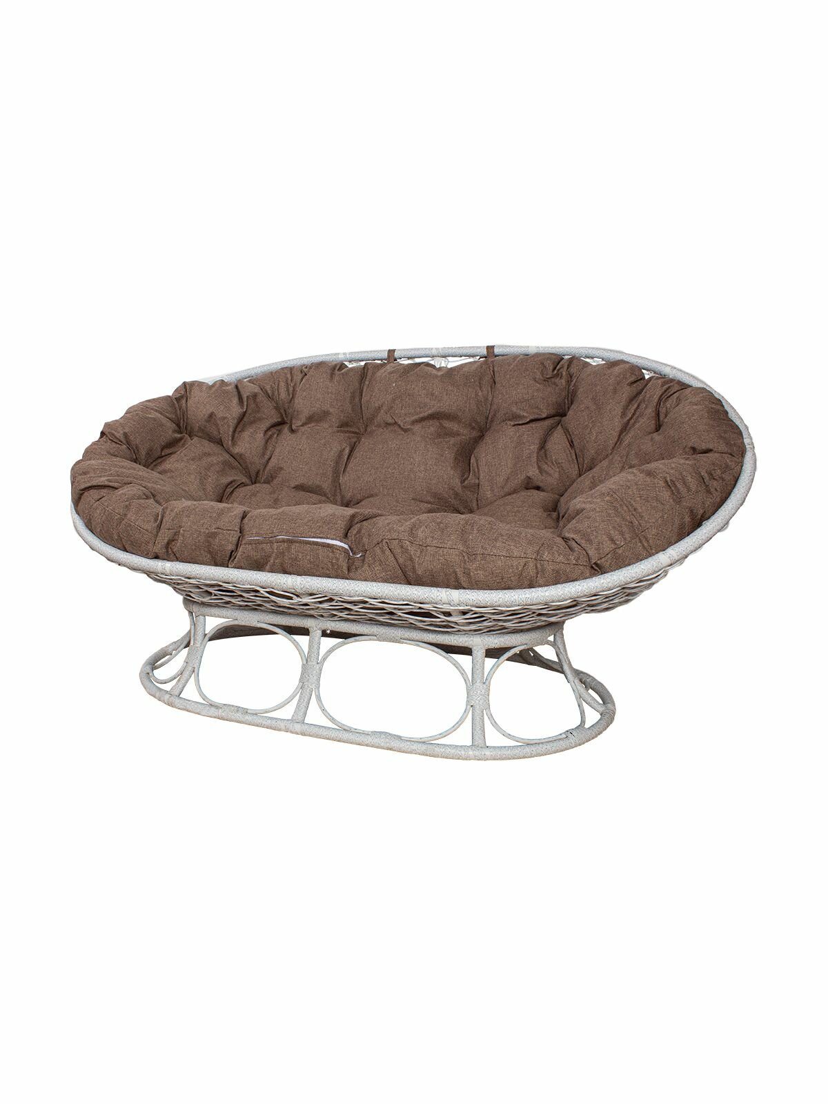 Диван мамасан Home с ротангом белый, подушка Какао